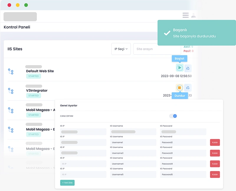 Devartist | Api Yönetimi Api Detay ve IIS Site Logları