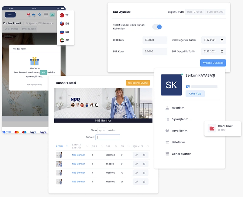 Devartist | B2B Yazılımı Mobil Görünüm Ekranları 