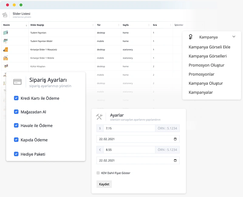 Devartist | E-ticaret Sistemleri Admin Paneli Genel Ayarları