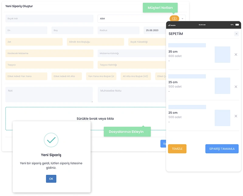 Devartist | Sipariş Sistemi Yazılımı Yeni Sipariş Oluşturma Ekranı